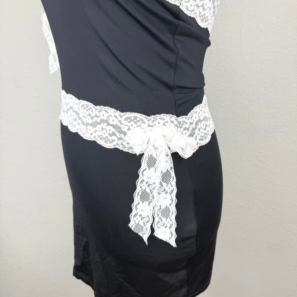 NWT Bella Vie Charlotte Black Strapless Lace Bow Bodycon Mini Dress Size Medium - Picture 4 of 8